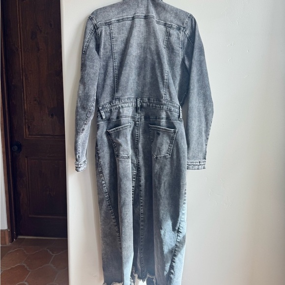 Wash Lab Denim Midi Dress Model Off Duty Clean Grunge Minimal Street Chic L - Picture 6 of 7